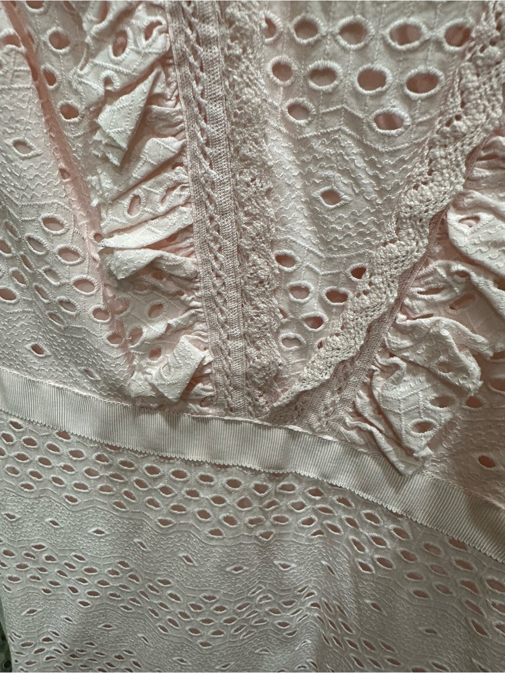 Light Pink Eyelet Ruffle Midi Dress - Picture 7 of 8